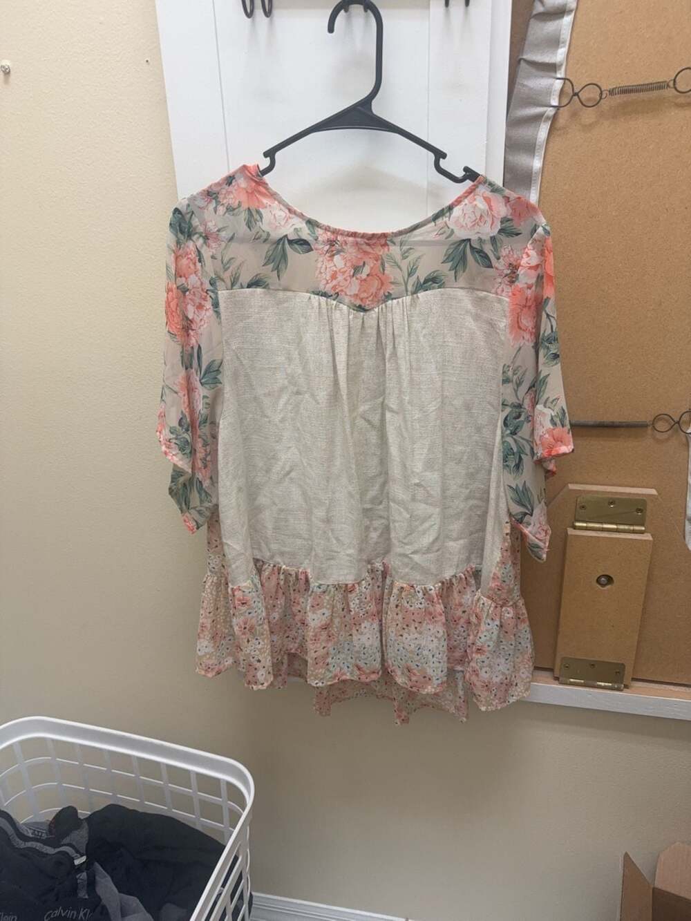Umgee Mixed Floral Print Flutter Sleeve Babydoll Top